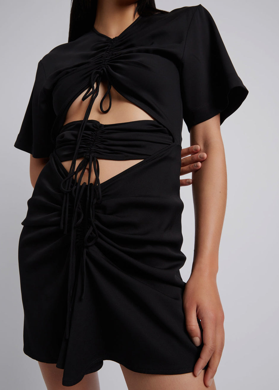 Christopher Esber Ruched Multi Tie Mini Dress - Black - 1