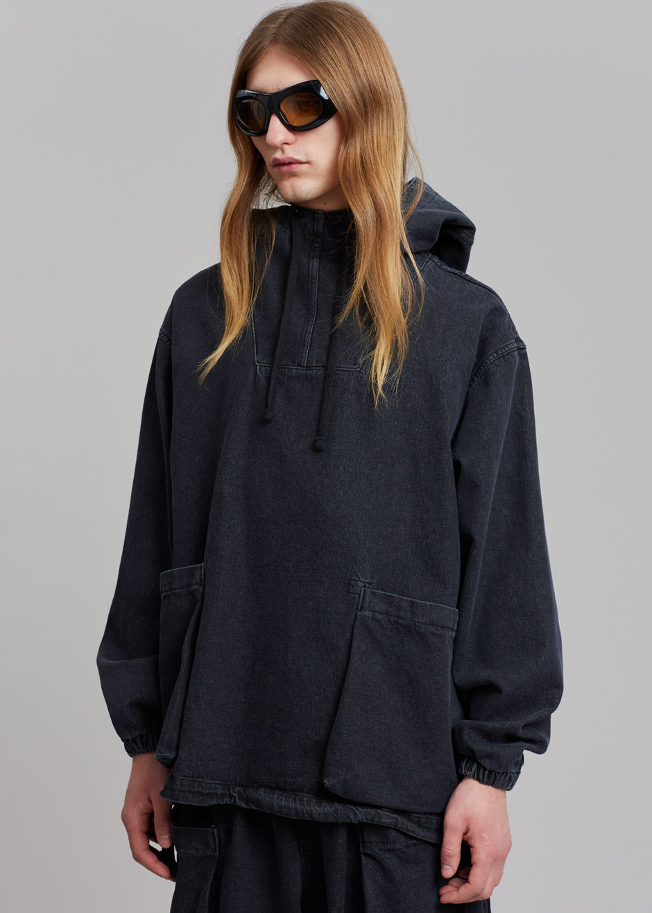 Cliff Denim Hoodie - Black - 1
