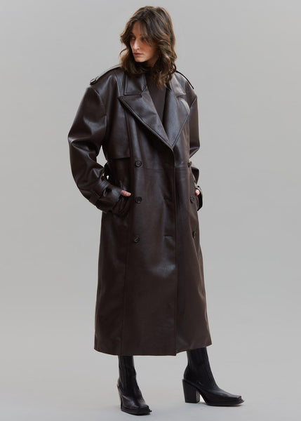 Diana Faux Leather Trench Coat Java Frankie Shop Europe