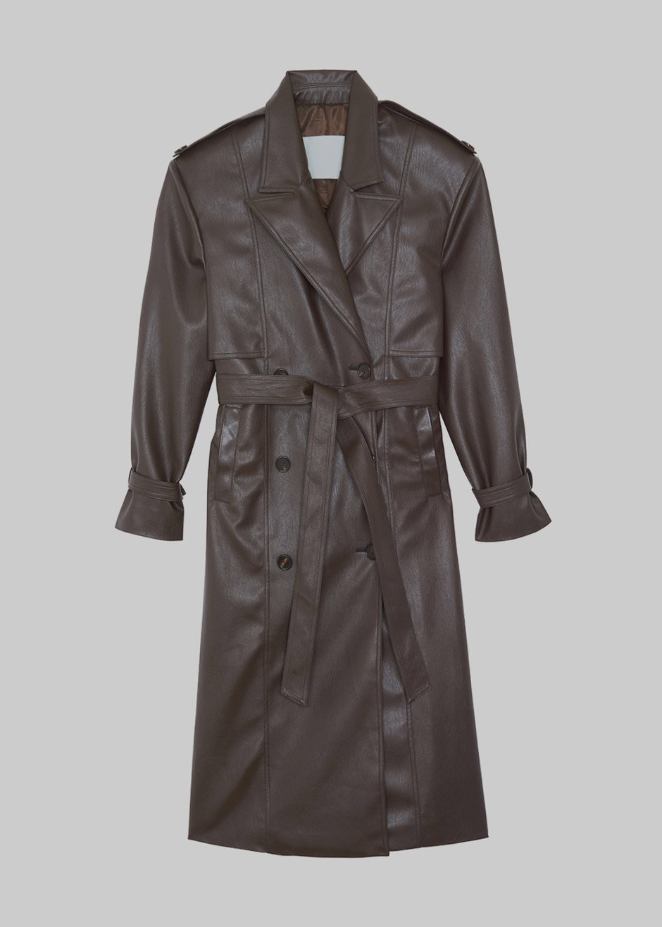 Diana Faux Leather Trench Coat - Java - 8