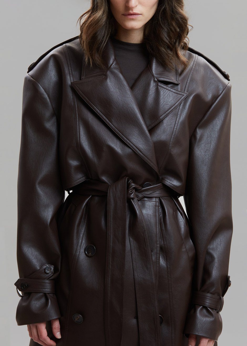 Diana Faux Leather Trench Coat - Java - 4