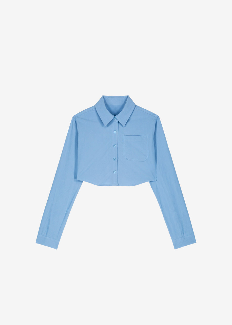 Eiko Cropped Shirt - Blue - 8