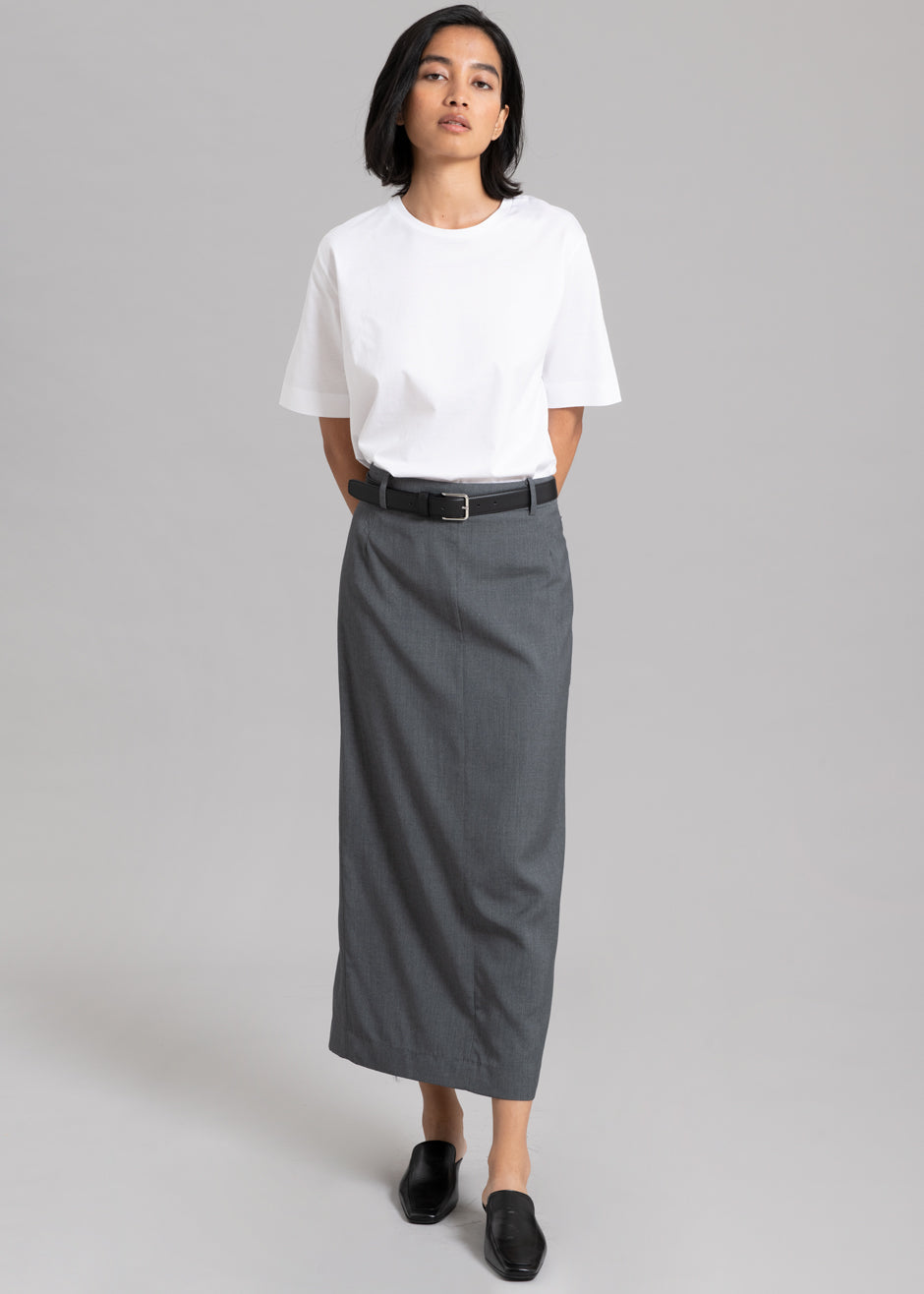 Ribbed Long Pencil Skirt