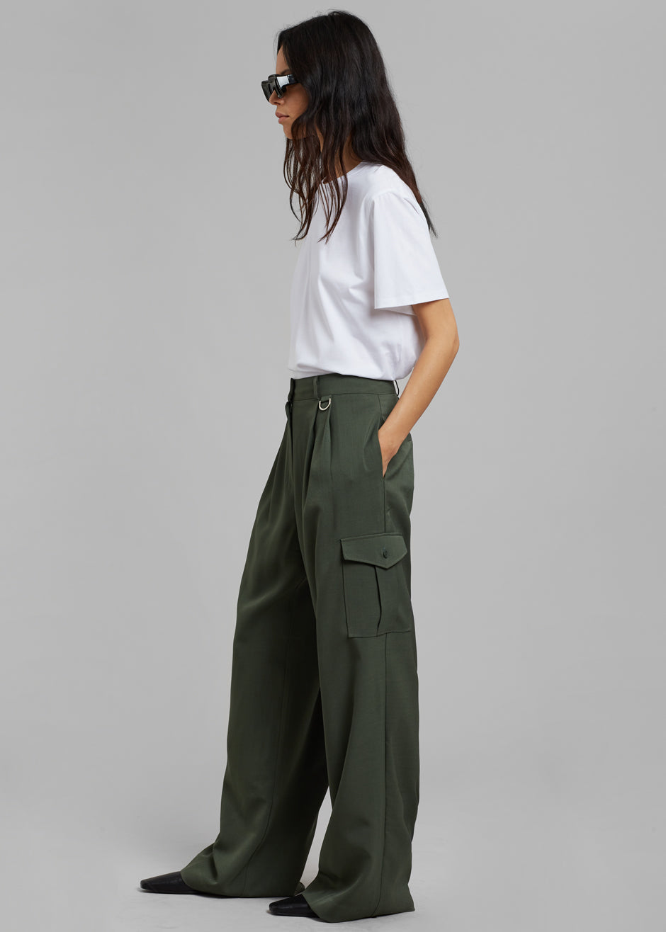 Elm Wide Cargo Pants - Olive - 5