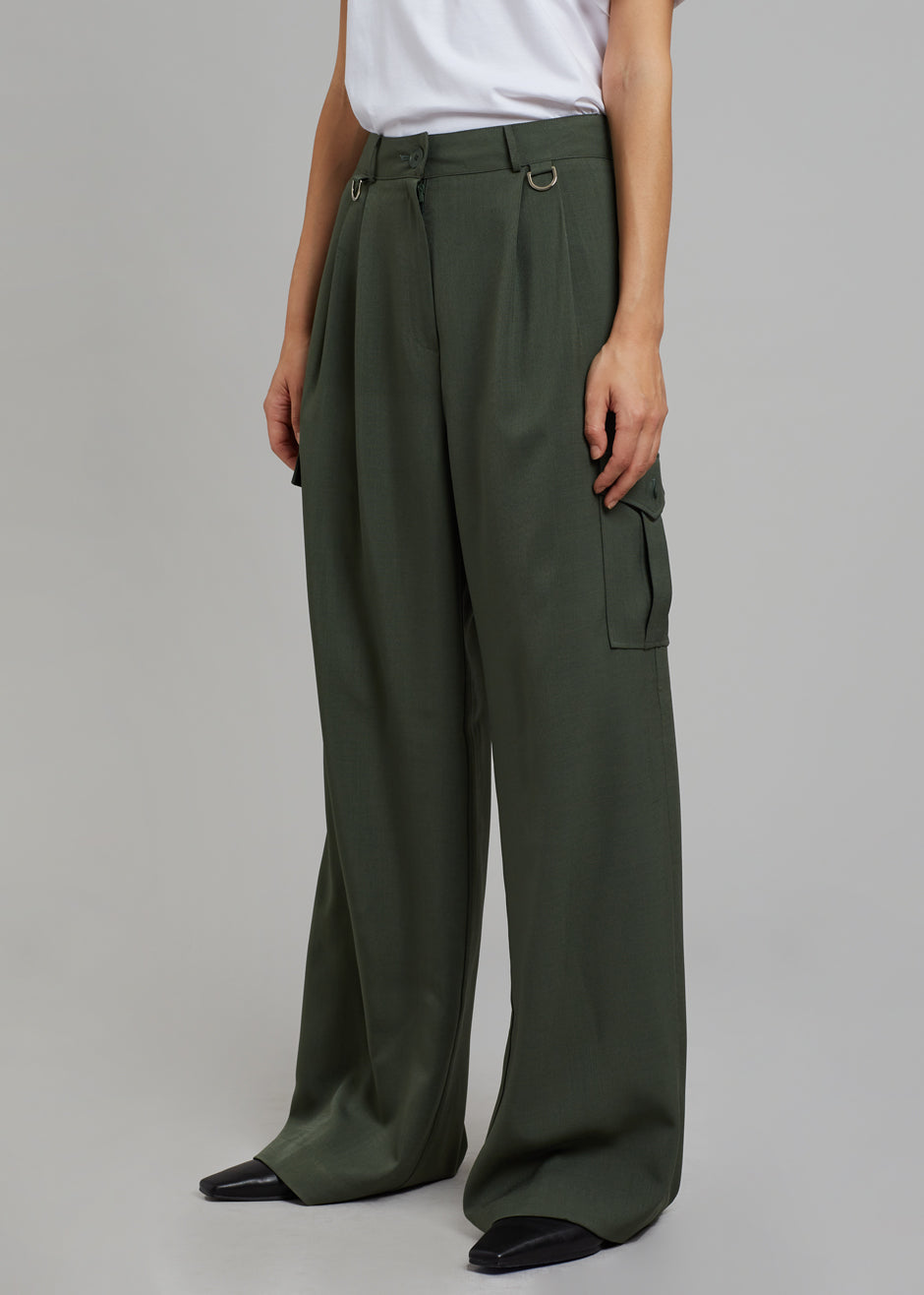 Elm Wide Cargo Pants - Olive - 6