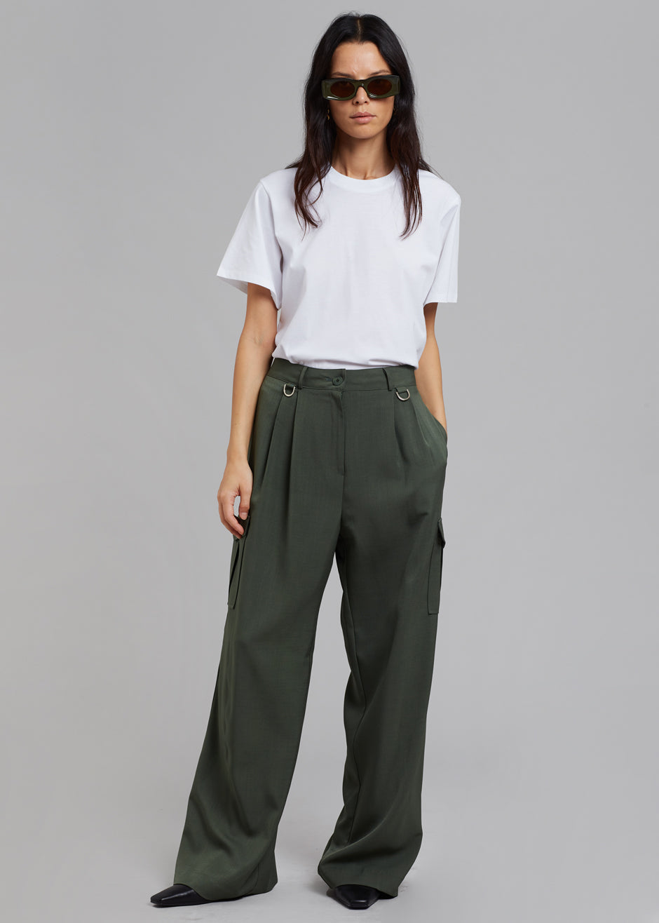 Elm Wide Cargo Pants - Olive - 4