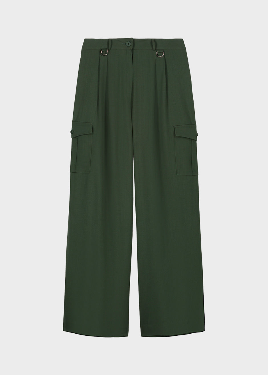 Elm Wide Cargo Pants - Olive - 8