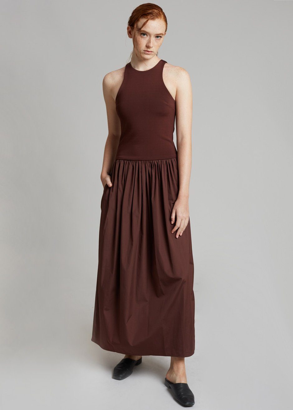 Esse Studios Knit Cotton Tank Dress - Chocolate - 1