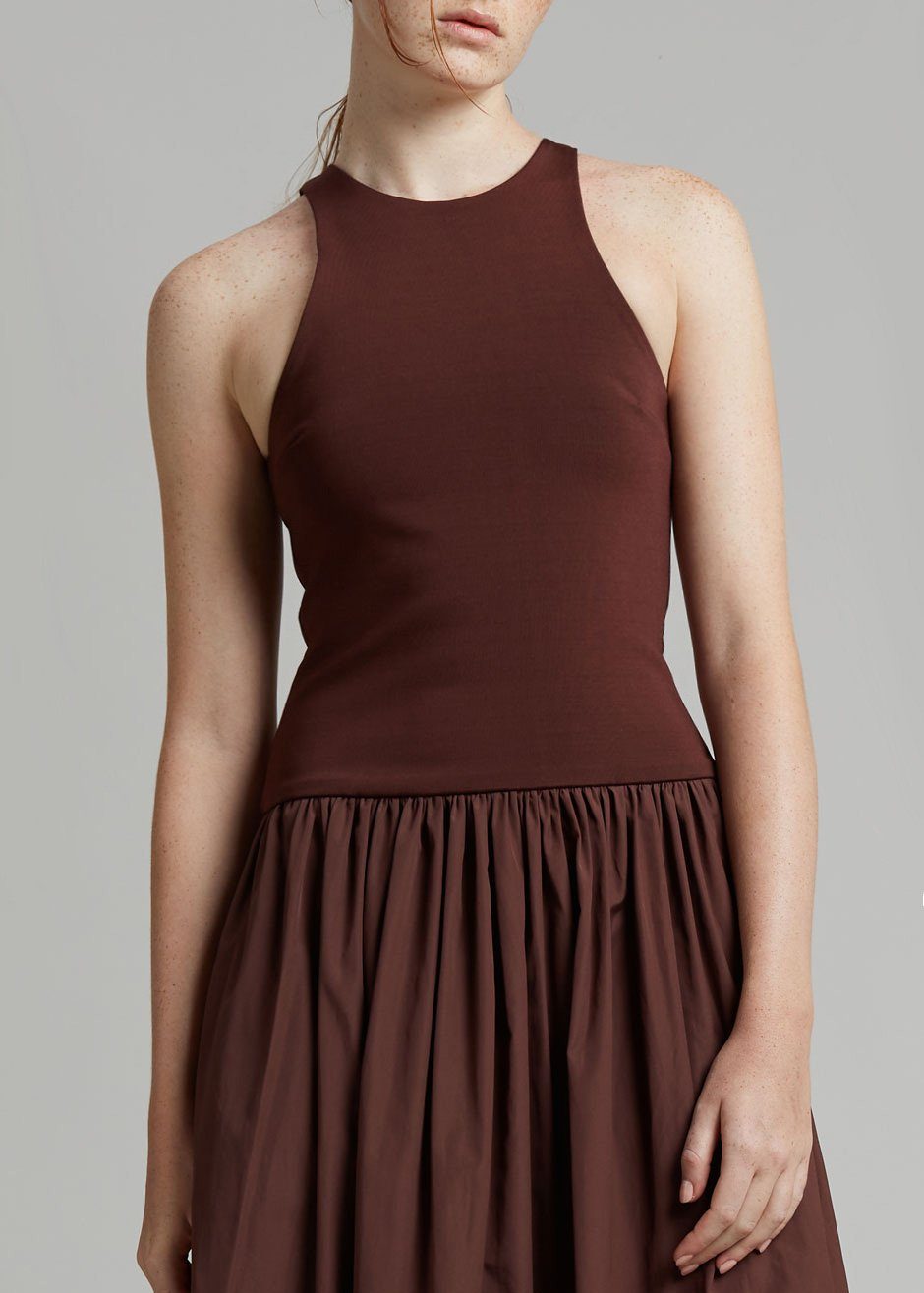Esse Studios Knit Cotton Tank Dress - Chocolate - 4
