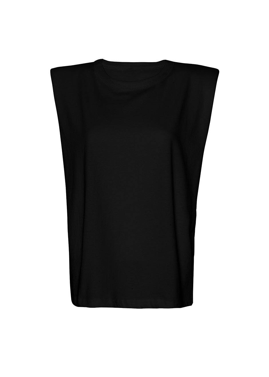 Eva Padded Shoulder Muscle T-Shirt - Black