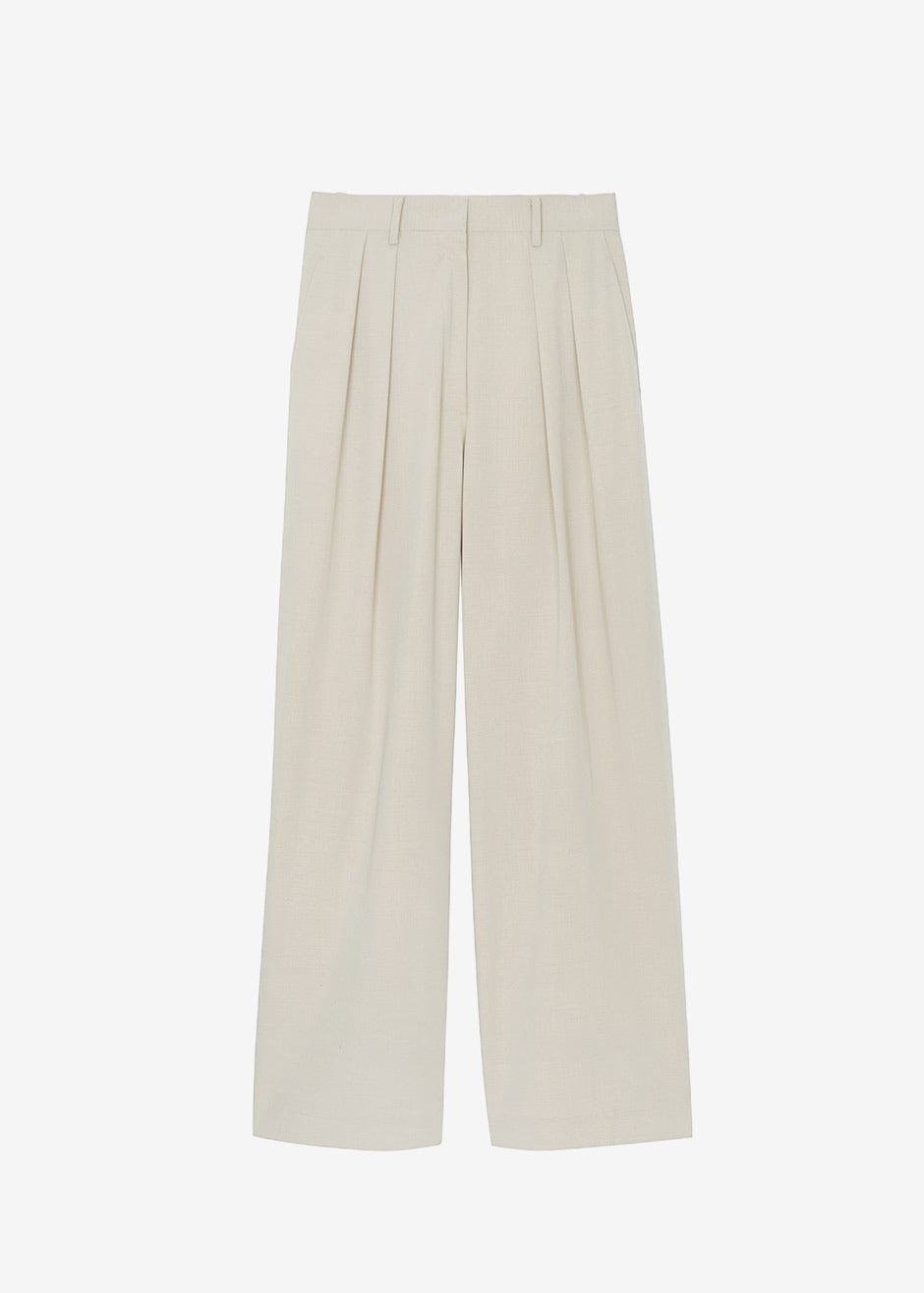 Tansy Pleated Trousers - Beige - 17