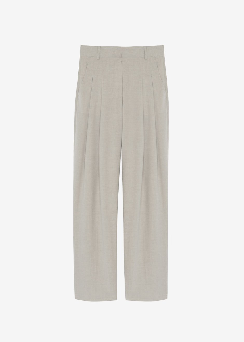 Gelso Pleated Trousers - Light Taupe Melange - 16