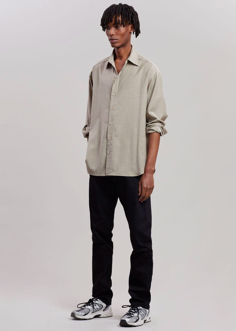 Gelso Shirt - Light Taupe Melange - 4 - Gelso Shirt - Taupe Melange Shirt The Frankie Shop [gender-male]