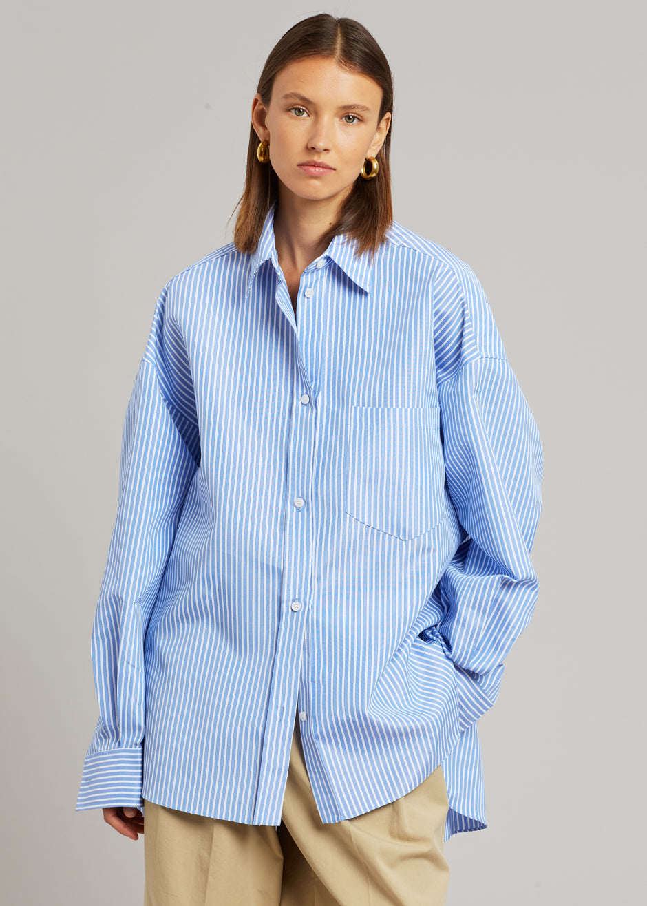 Georgia Stripe Shirt - White/Light Blue - 3