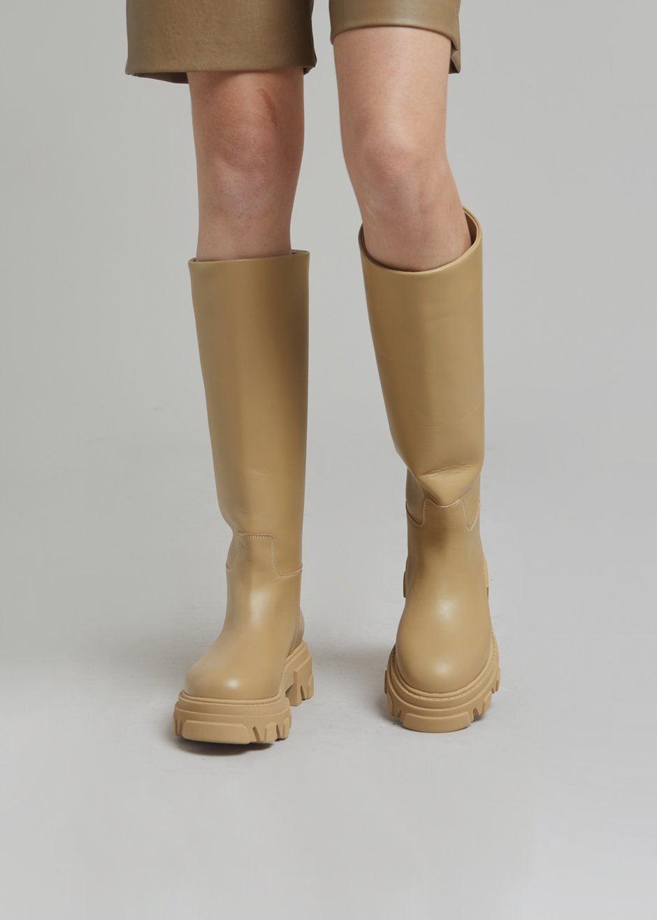 GIA x Pernille Tubular Combat Boots - Cappuccino