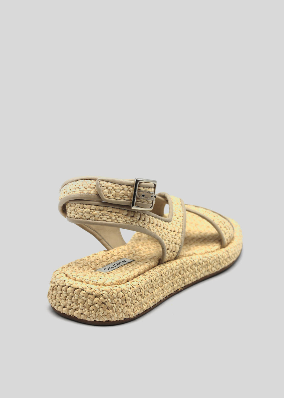 GIA x RHW Rosie Ankle Strap Sandal - Natural Raffia - 8