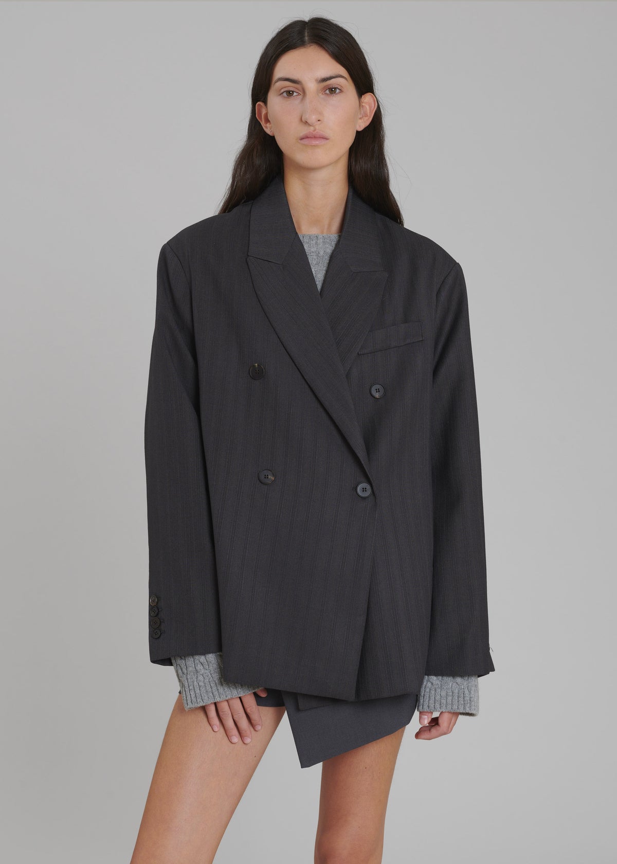 Ginger Pinstripe Blazer - Grey - 5
