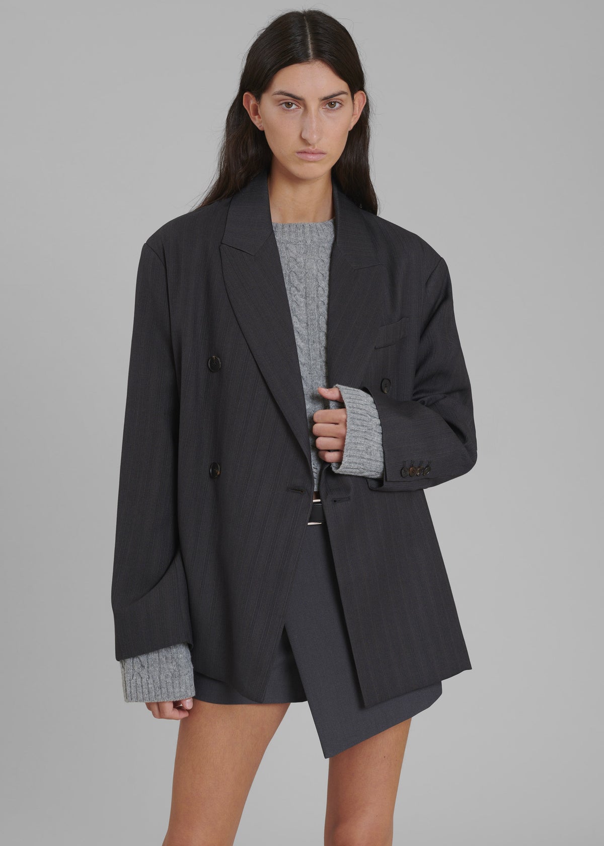 Ginger Pinstripe Blazer - Grey - 3