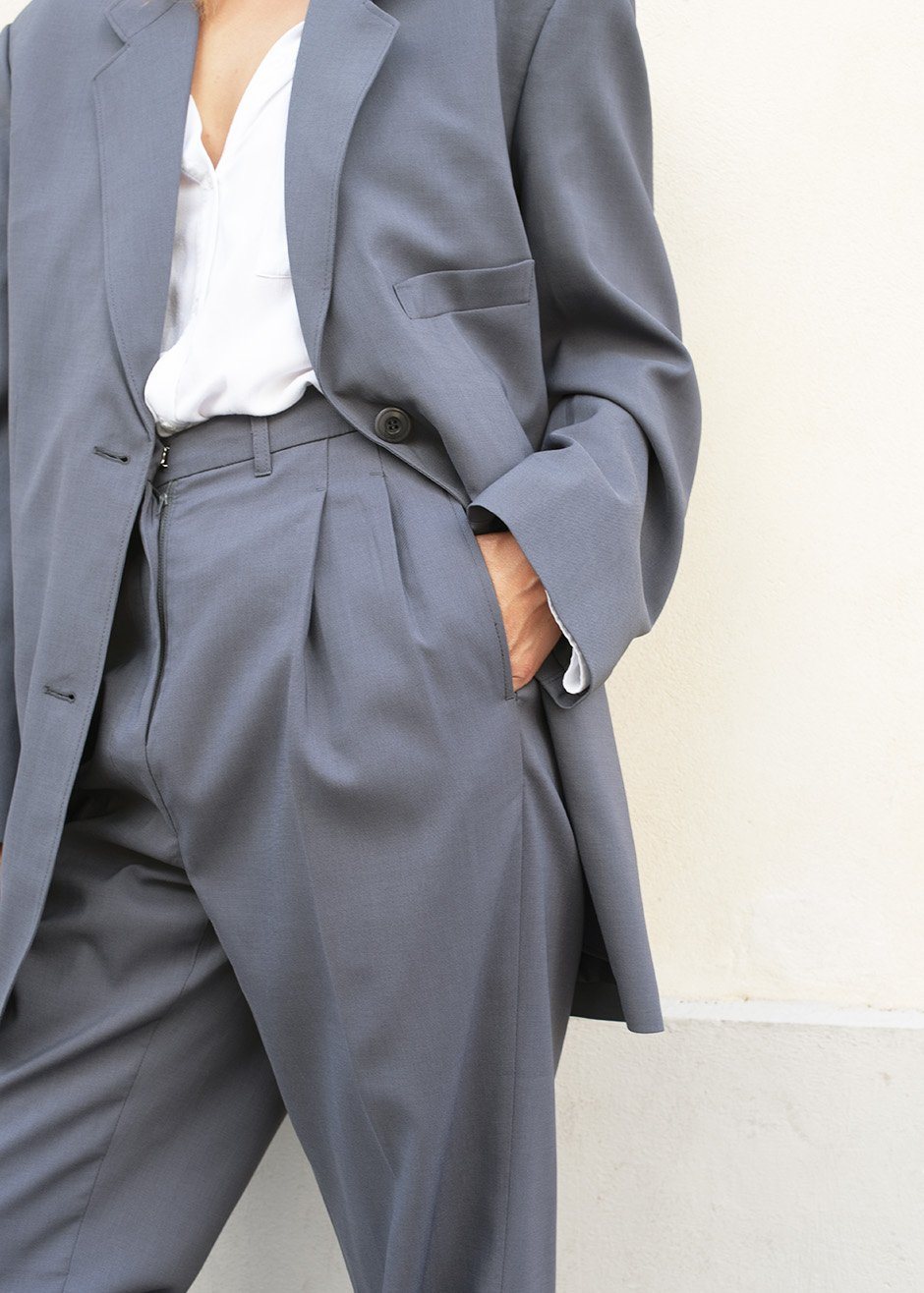 Pleated Suit Trousers - Graphite - 3