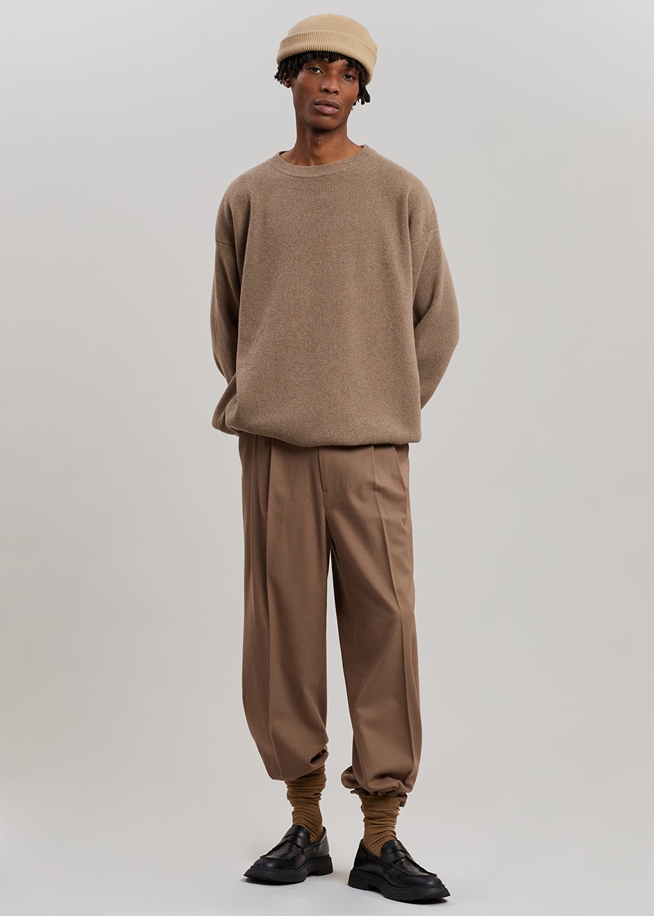Hadrien Italian Recycled Cashmere Sweater - Taupe - 5 - Hadrien Cashmere Sweater - Taupe Shirt The Frankie Shop [gender-male]