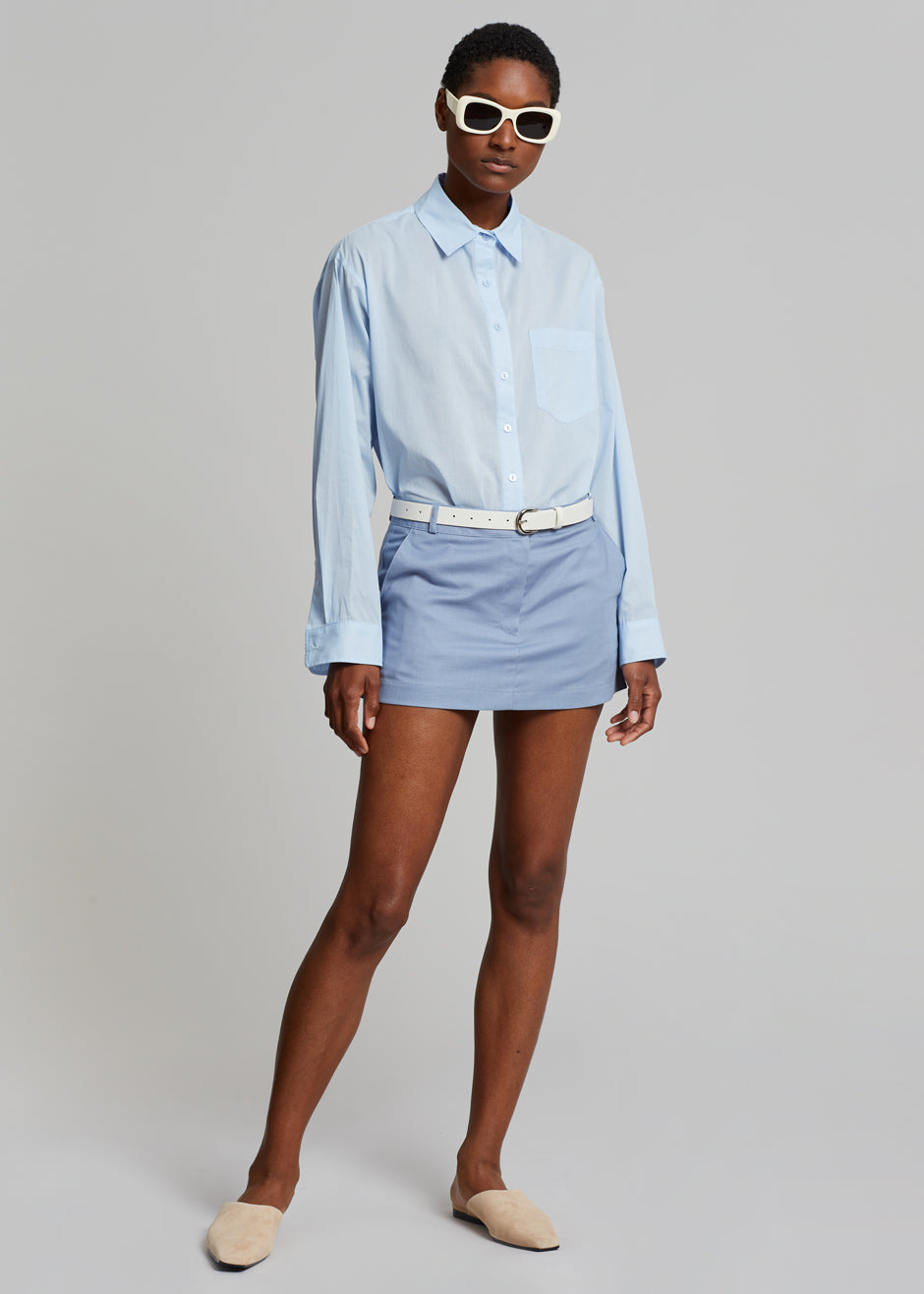 Isle Linen Mini Skirt - Light Blue
