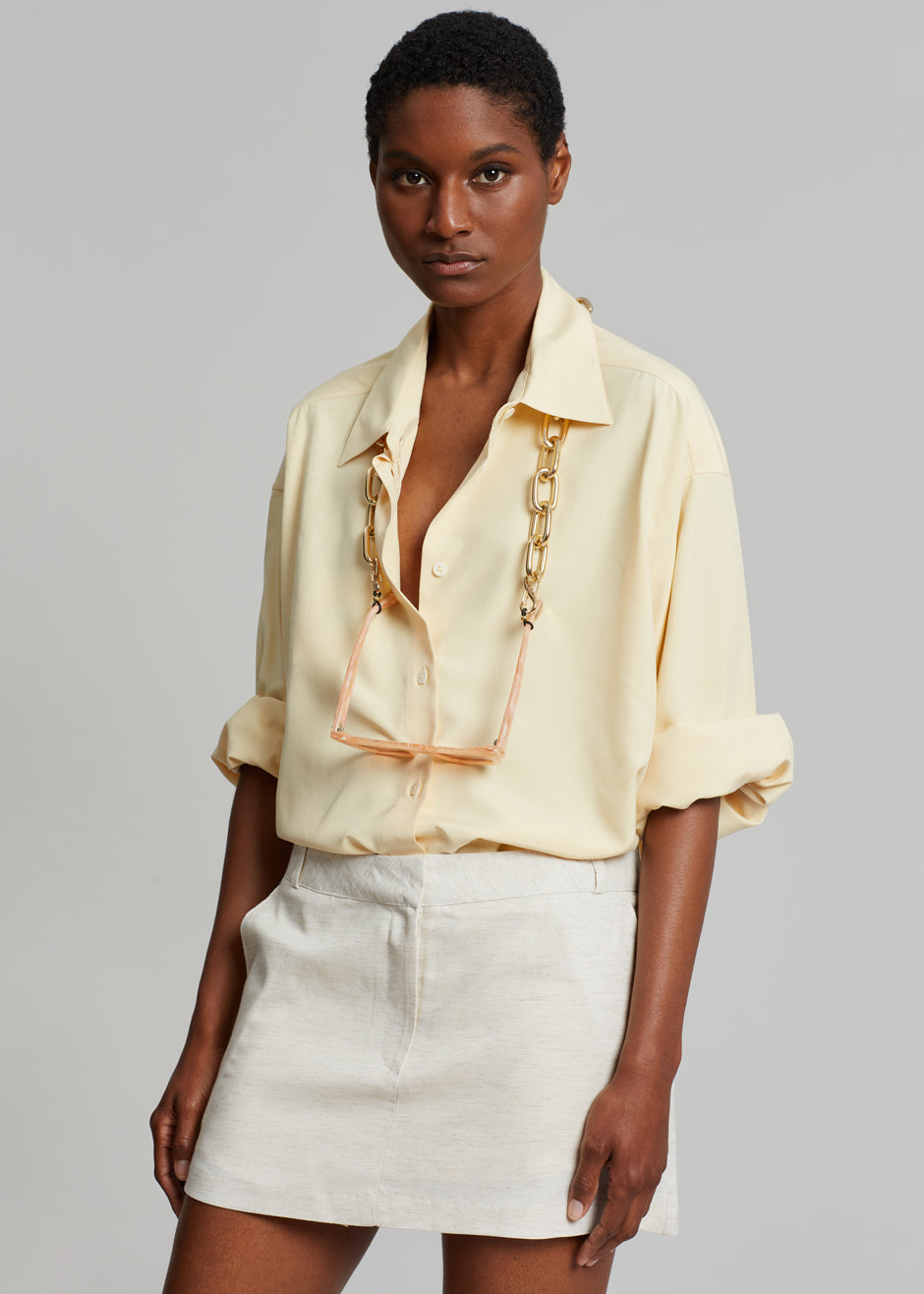 Isle Linen Mini Skirt - Oat Melange - 5