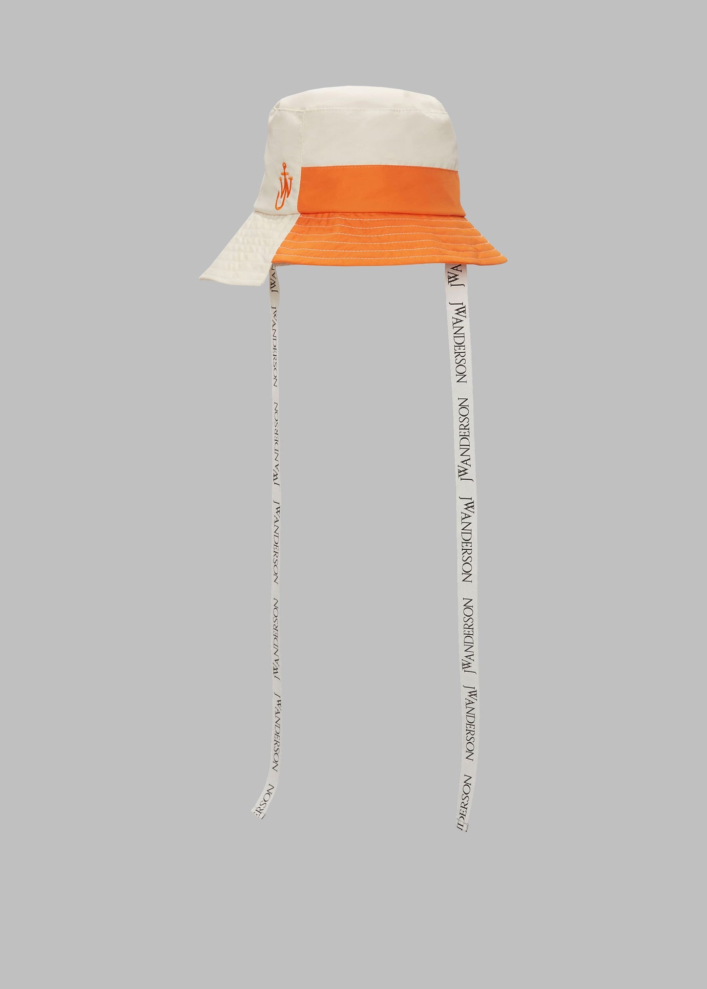 JW Anderson Asymmetric Bucket Hat - White/Orange - 1