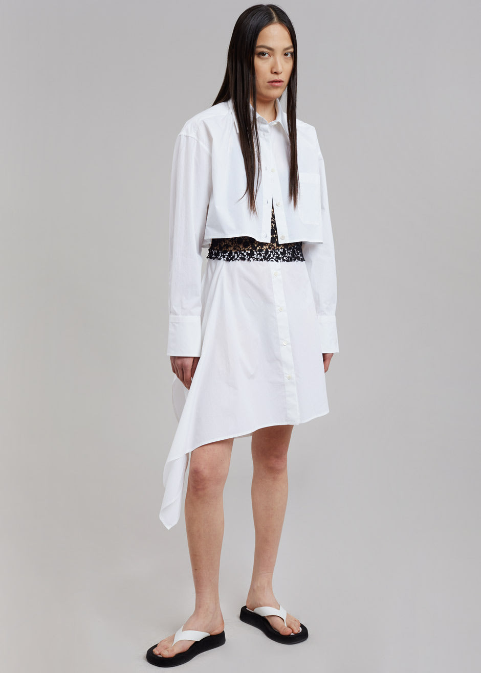 JW Anderson Lace Insert Shirt Dress - White/Black - 1