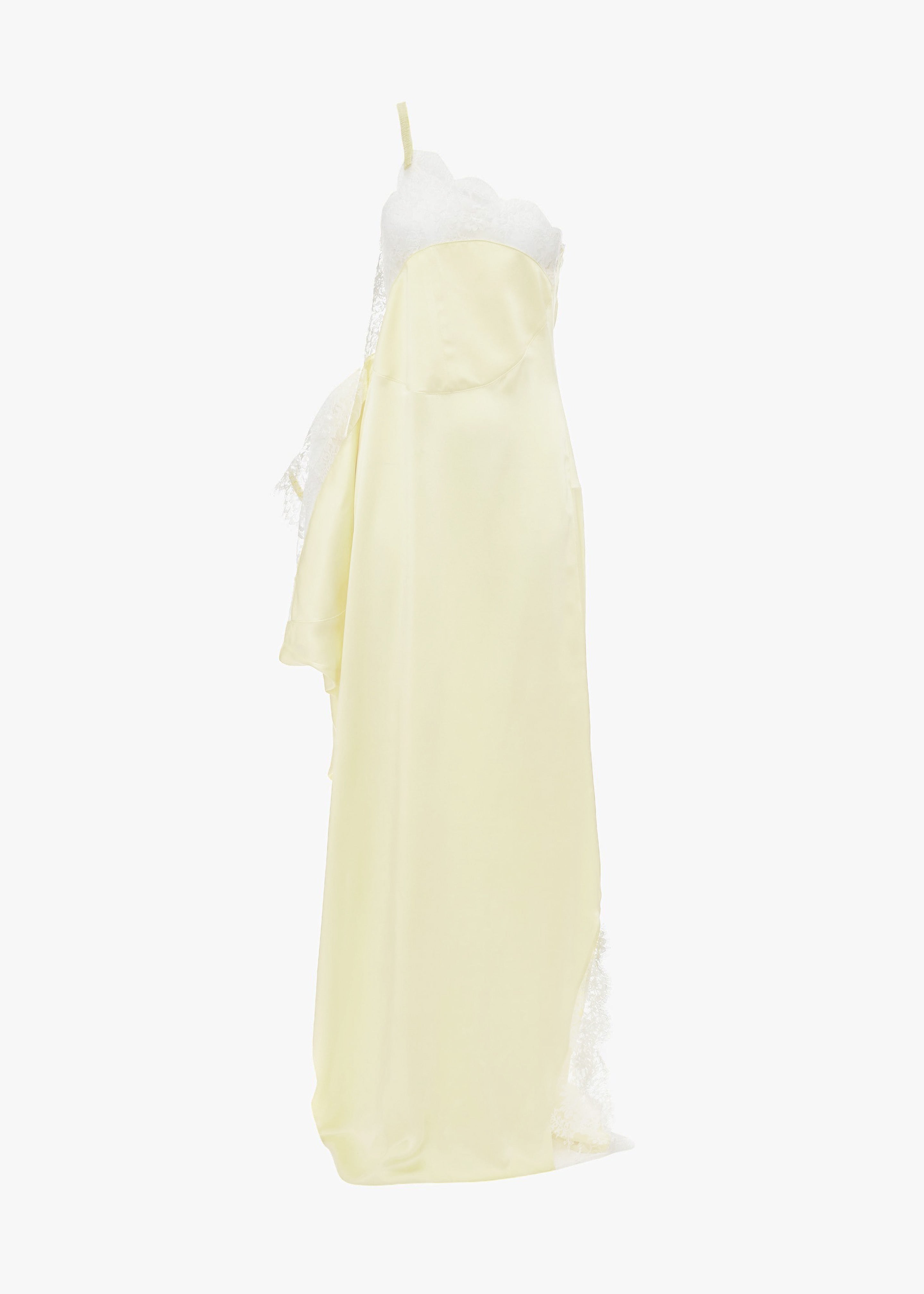 JW Anderson One Shoulder Asymmetric Lace Slip Dress - Pale Yellow - 7