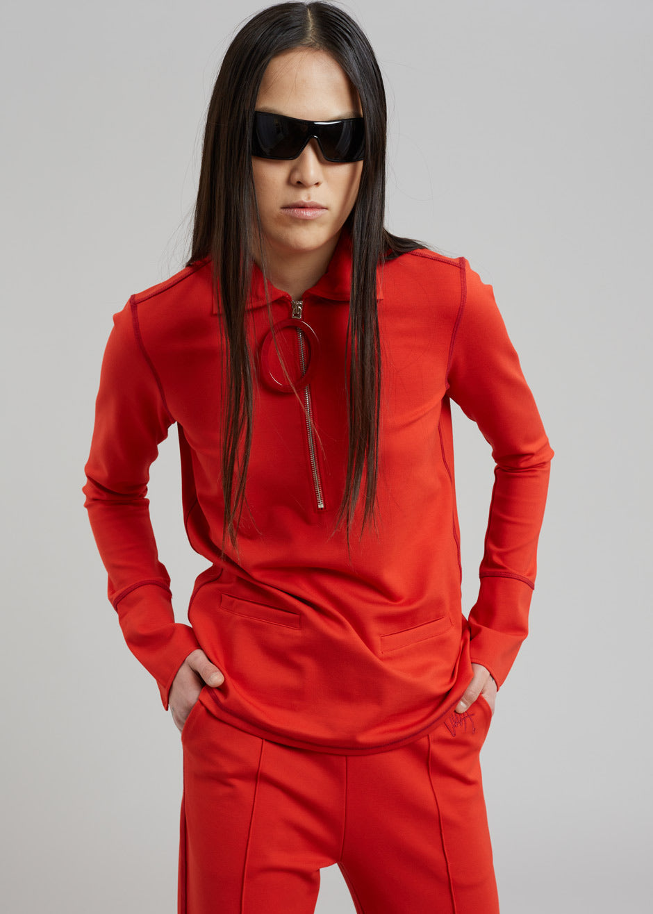 JW Anderson Ring Puller Half Zip Track Top - Red - 1