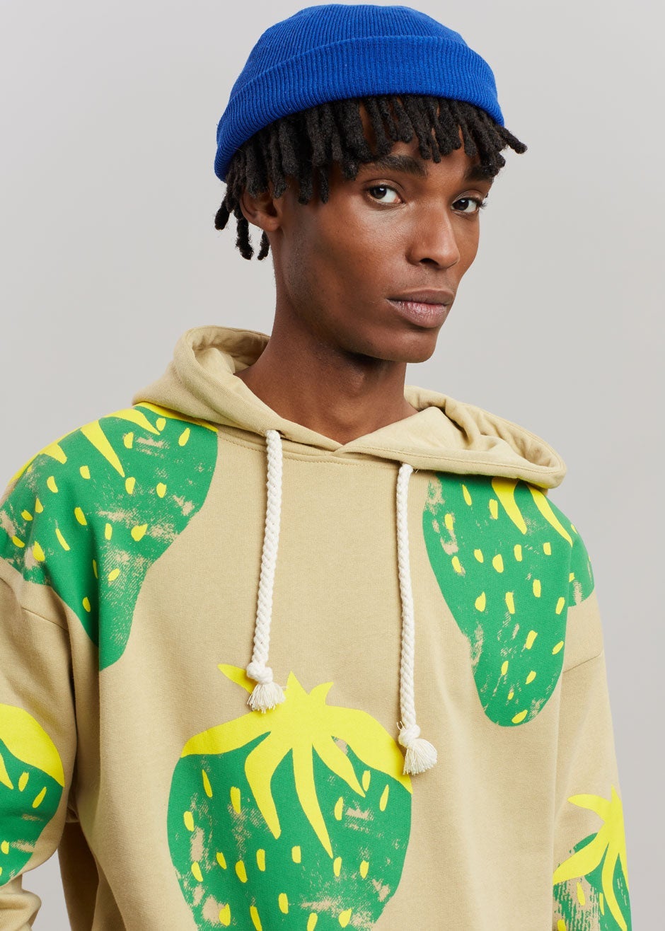 JW Anderson Strawberry Hoodie - Natural/Green - 1