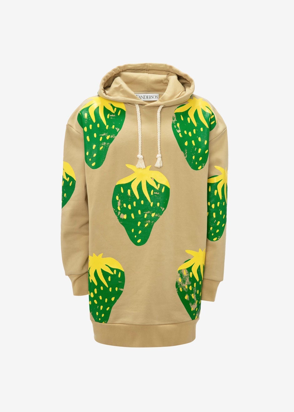 JW Anderson Strawberry Hoodie - Natural/Green - 11