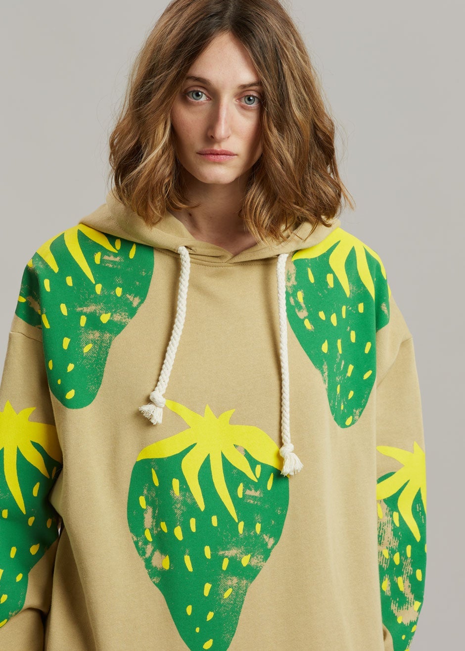 JW Anderson Strawberry Hoodie - Natural/Green - 4