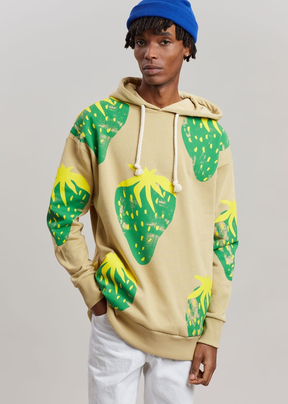 JW Anderson Strawberry Hoodie - Natural/Green - 8