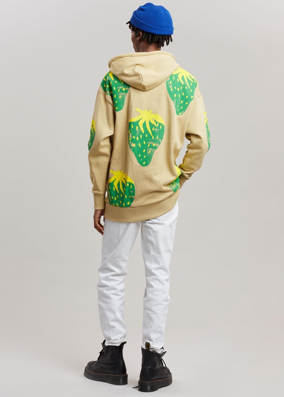 JW Anderson Strawberry Hoodie - Natural/Green - 9