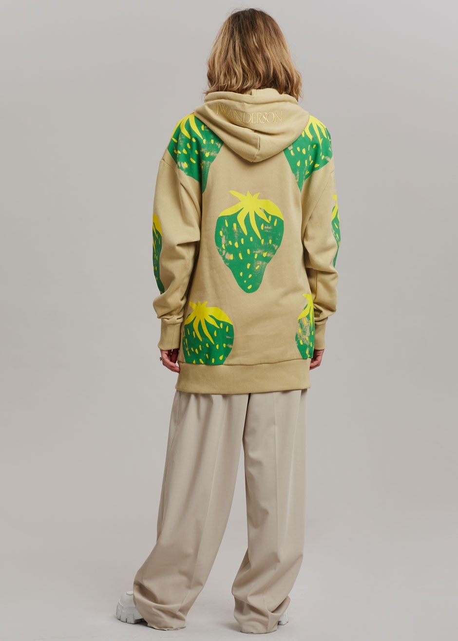JW Anderson Strawberry Hoodie - Natural/Green - 10