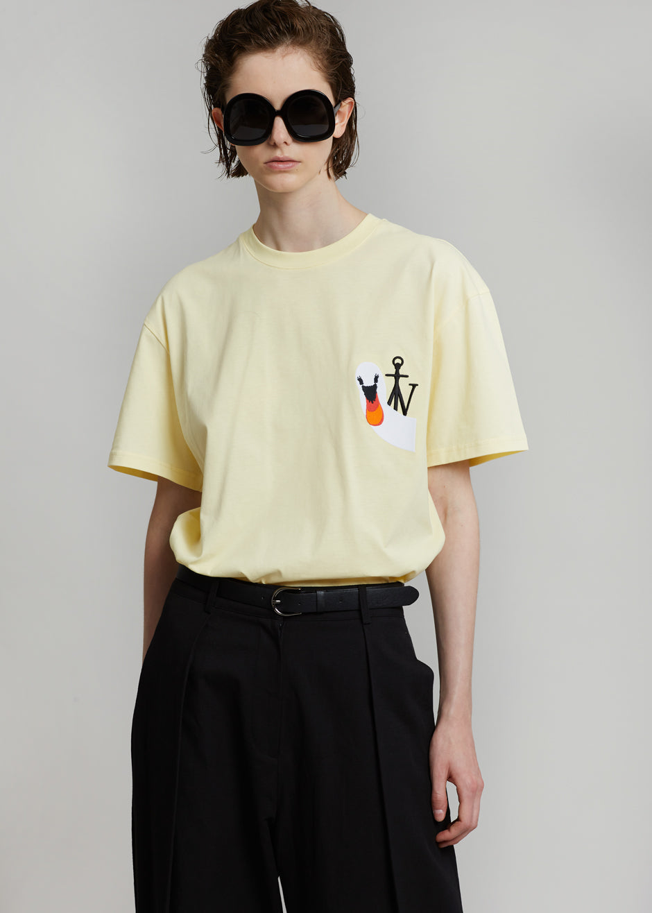 JW Anderson Swan Embroidered Logo T-Shirt - Yellow
