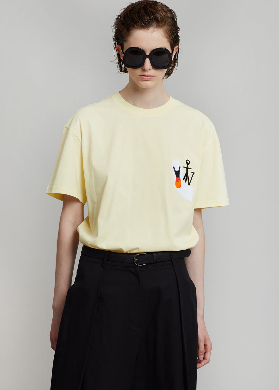 JW Anderson Swan Embroidered Logo T-Shirt - Yellow - 4