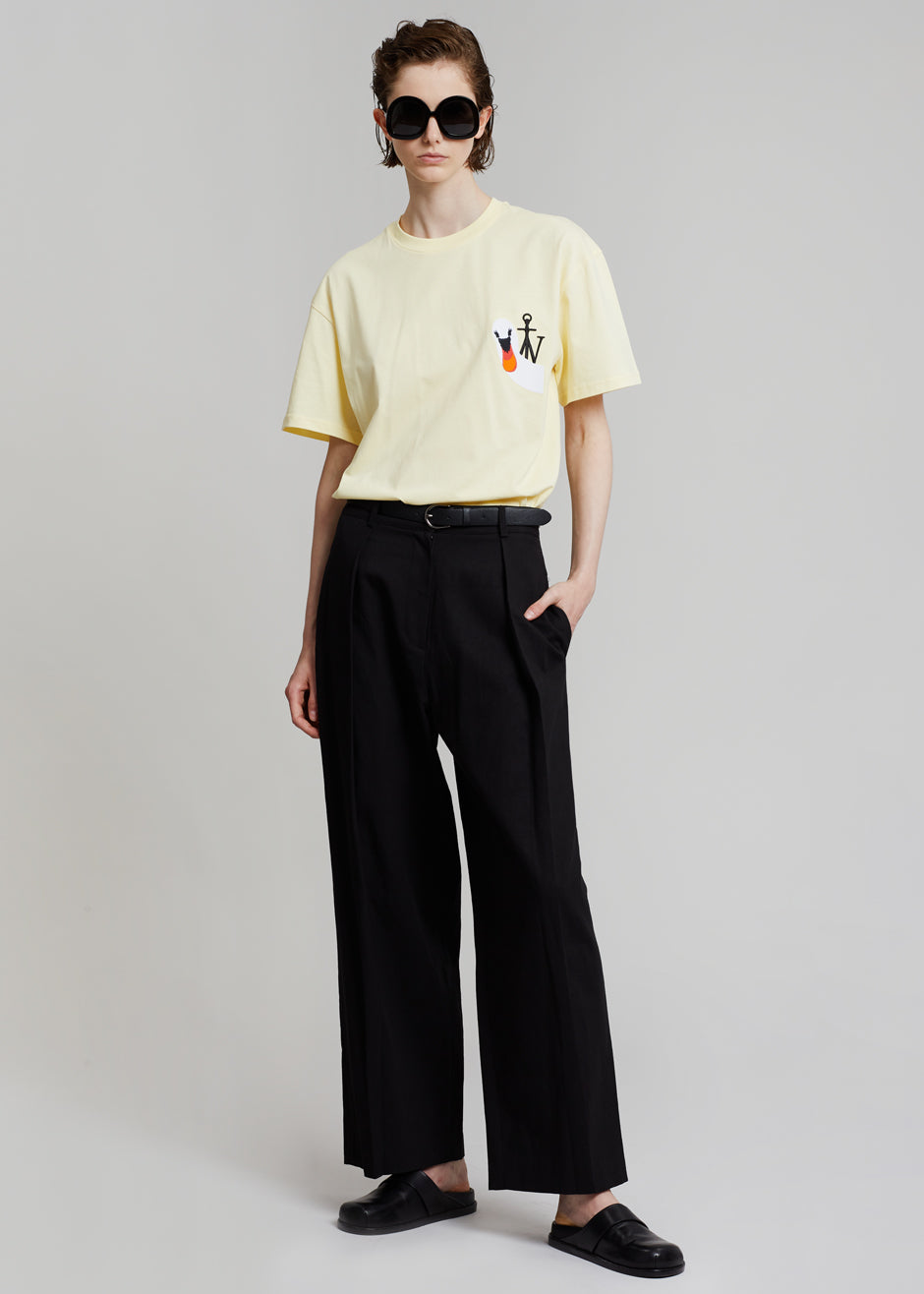JW Anderson Swan Embroidered Logo T-Shirt - Yellow - 3