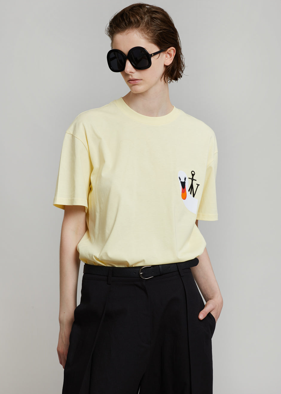 JW Anderson Swan Embroidered Logo T-Shirt - Yellow - 5