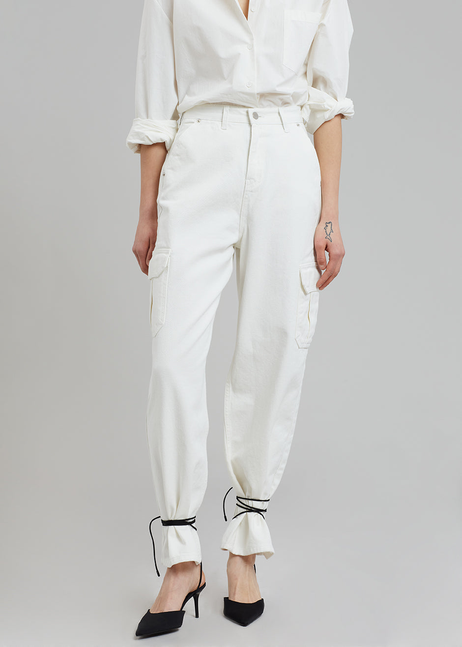 Kai Cargo Denim Pants - White - 5