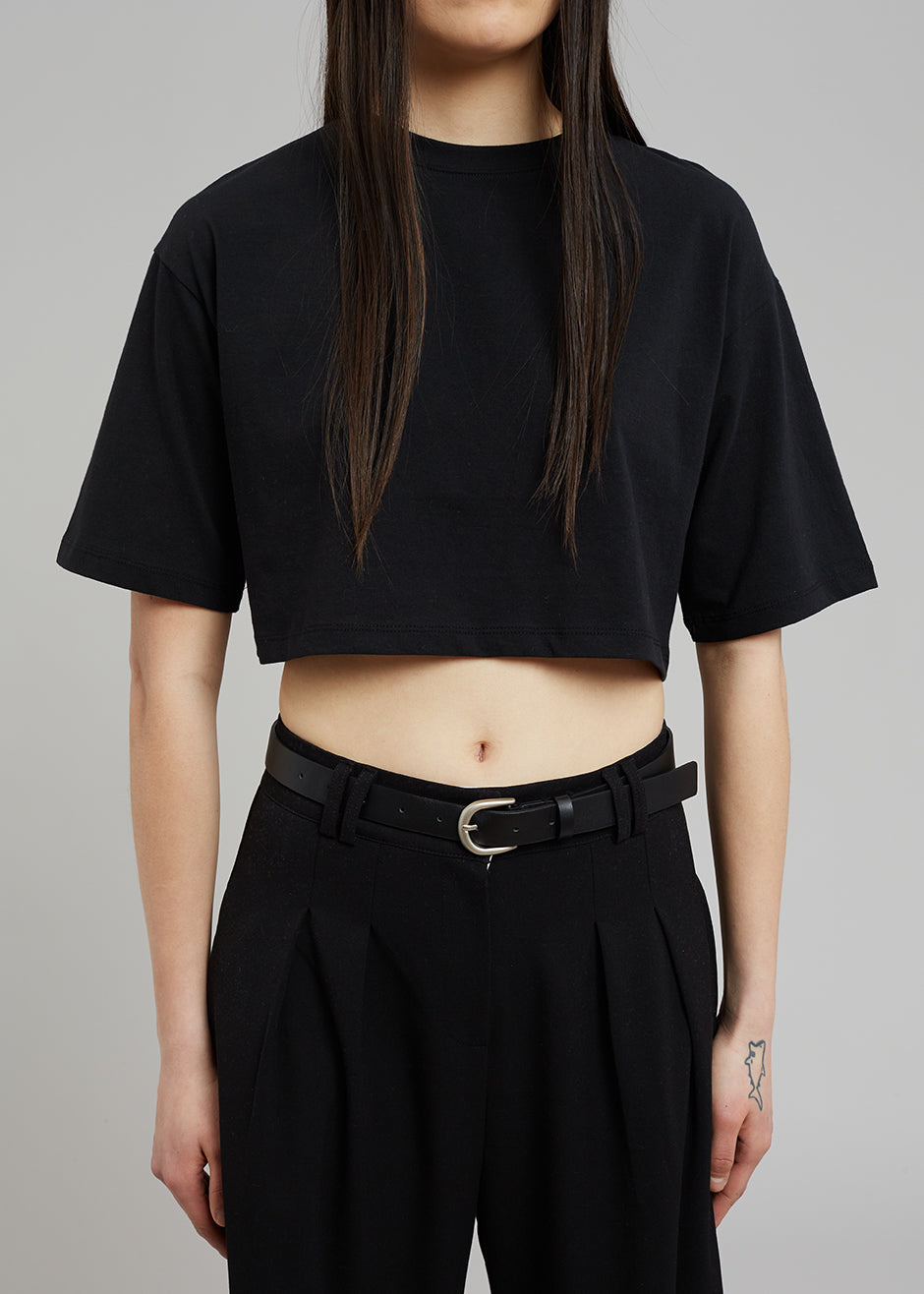 Karina Cropped T-Shirt - Black - 3