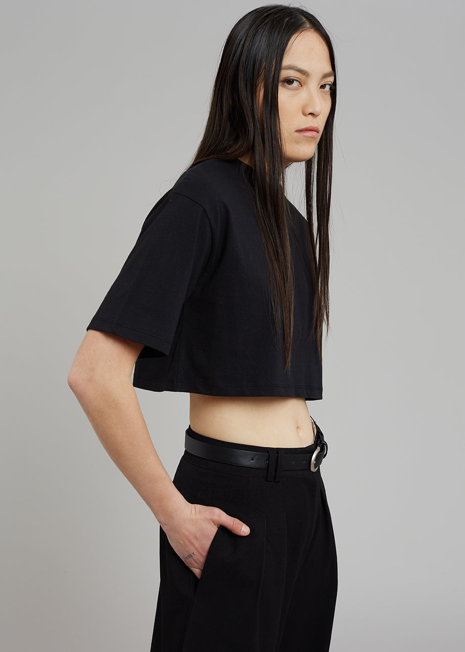 Karina Cropped T-Shirt - Black - 4
