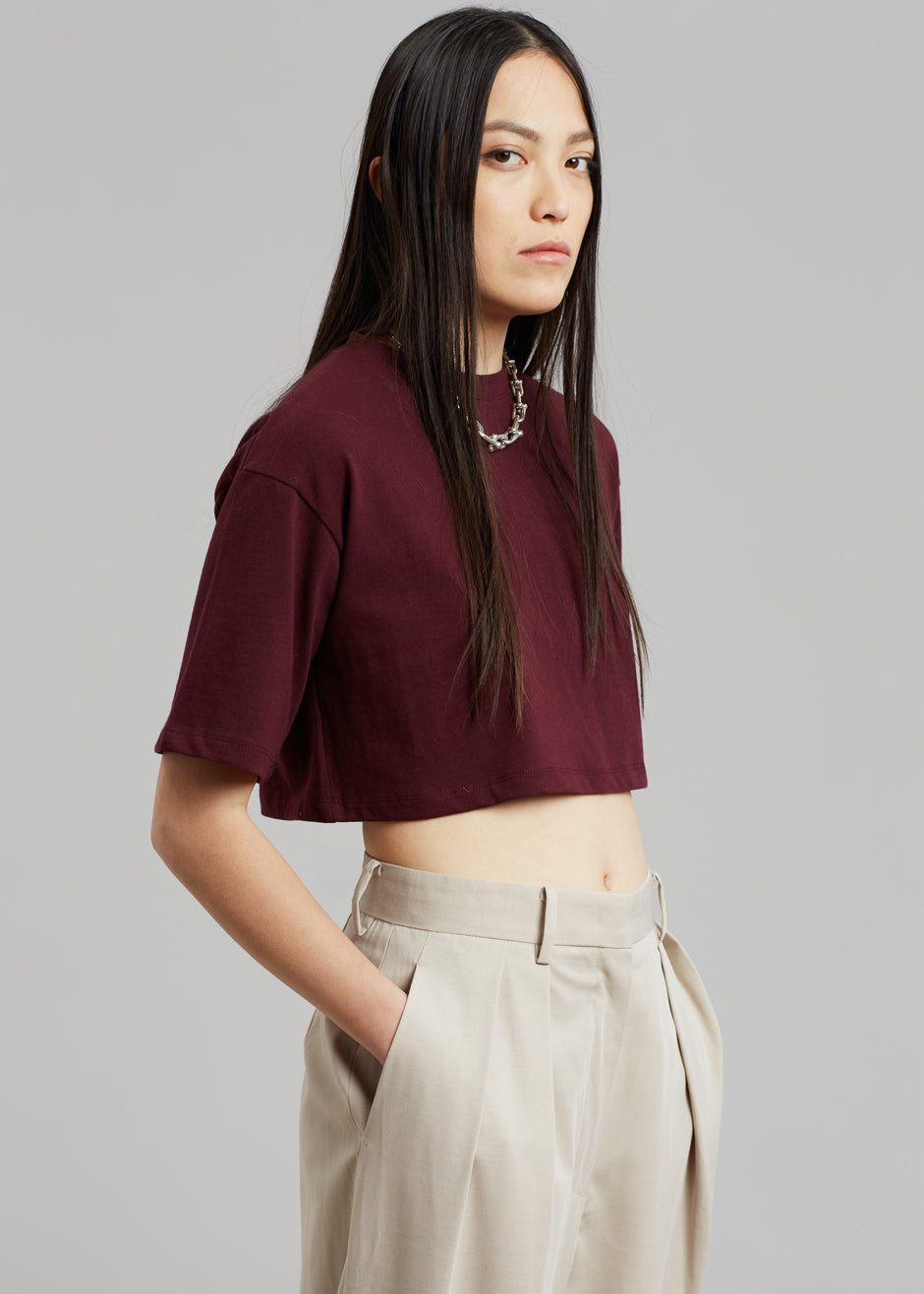 Karina Cropped T-Shirt - Bordeaux - 2