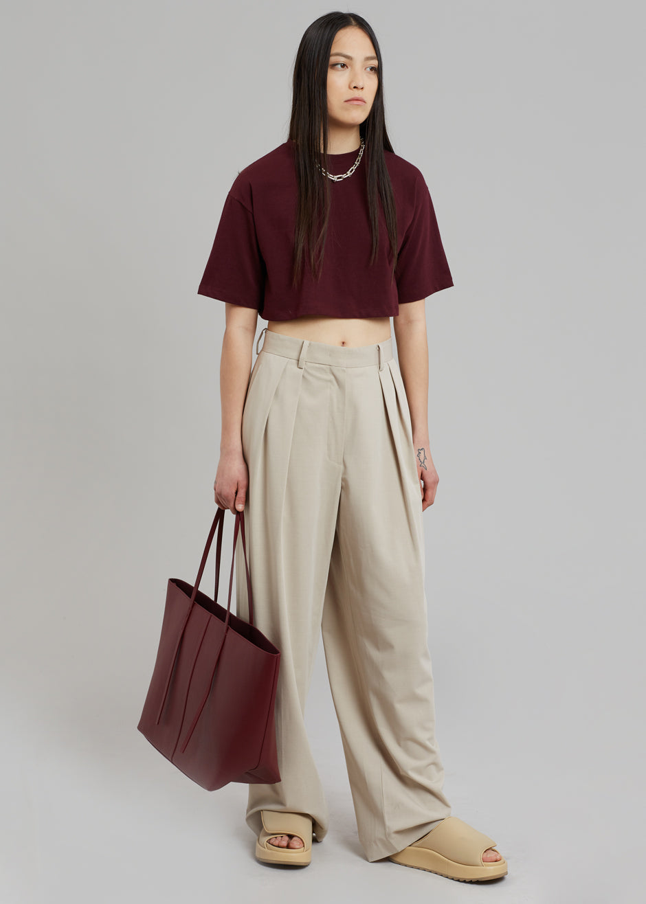Karina Cropped T-Shirt - Bordeaux - 1