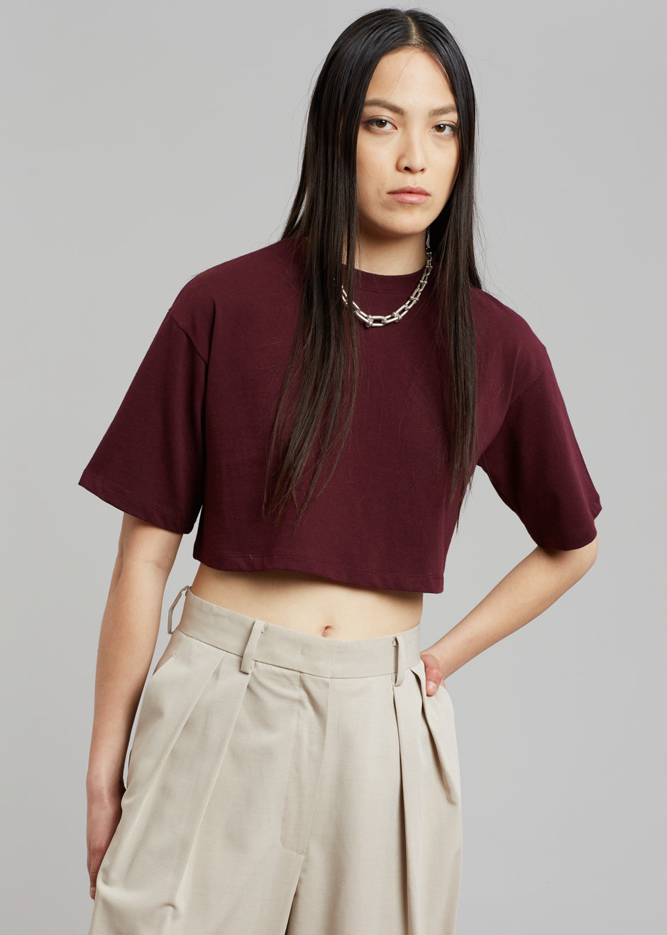 Karina Cropped T-Shirt - Bordeaux - 3