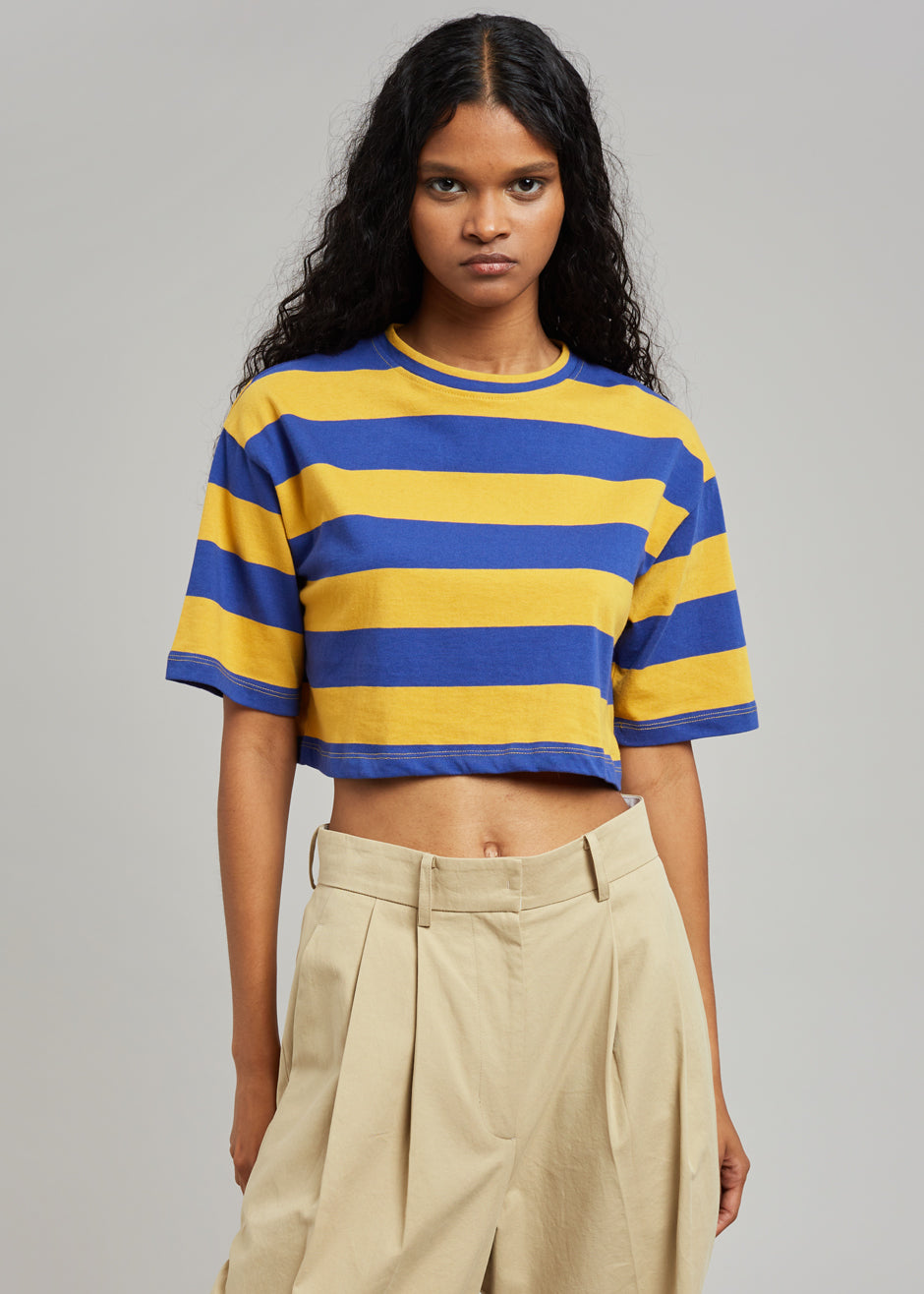 Karina Cropped T-Shirt - Deep Blue/Mustard – Frankie Shop Europe