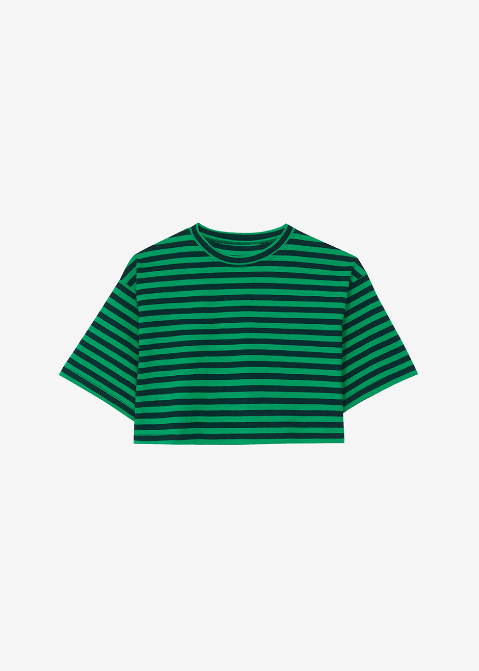 Karina Cropped T-Shirt - Kelly Green/Navy - 8