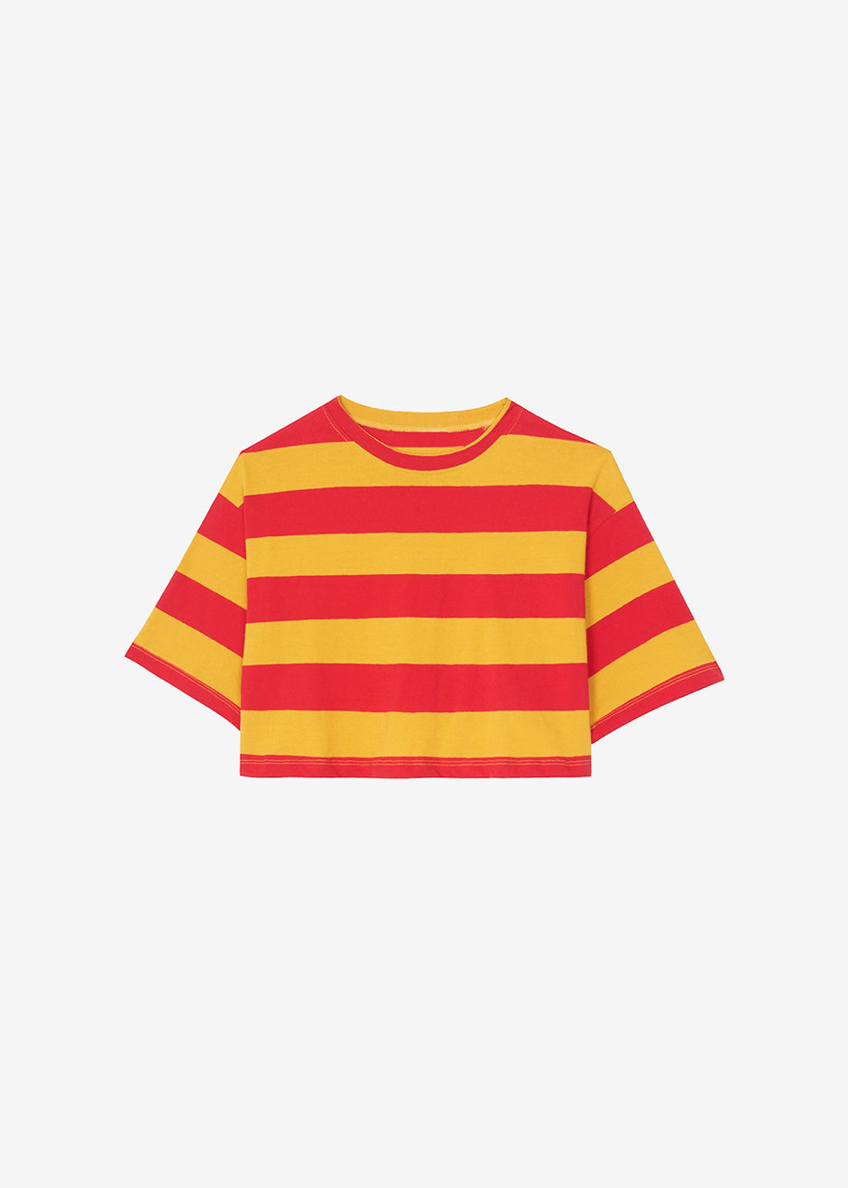 Karina Cropped T-Shirt - Red/Mustard - 6
