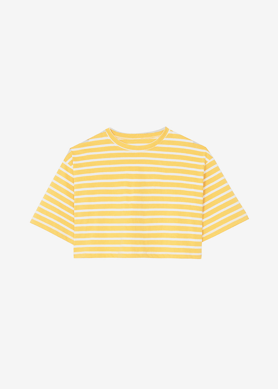 Karina Cropped T-Shirt - Yellow Gold/Off White - 7